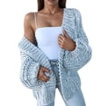 thumbnail image 2 of Womens Chunky Cardigan Cable Knit Oversized Open Front Cardigan Sweaters Blue XL, 2 of 6