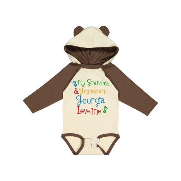 Inktastic Georgia Grandma Grandpa Loves Me Boys or Girls Long Sleeve Baby Bodysuit