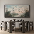 thumbnail image 6 of Large Framed Canvas Print A Flock of Birds Flying over The Lake Wall Art Decorative Ready to Hang Painting for Living room Bedroom - 60"x30" Black Frame, 6 of 9