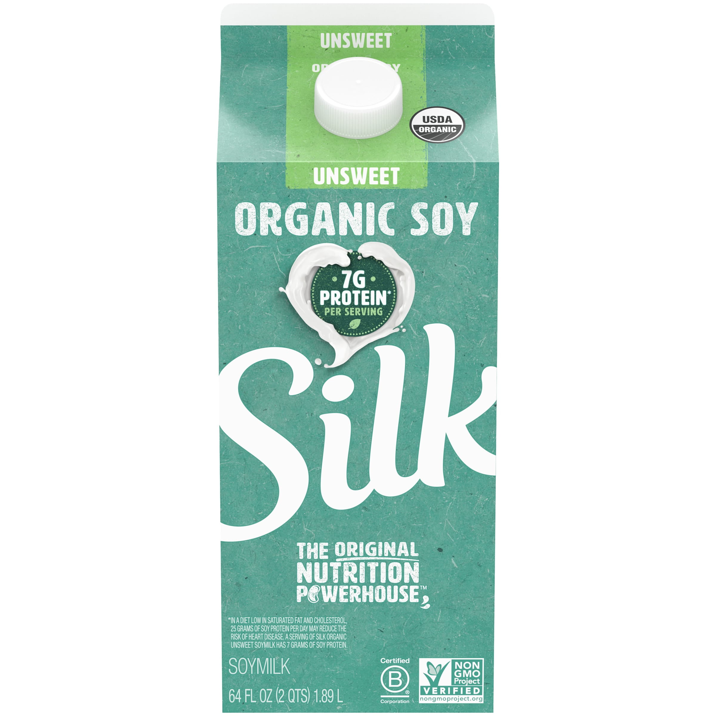 Silk Organic Unsweetened Soy Milk, Half Gallon