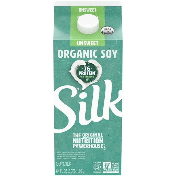 Silk Organic Unsweetened Soy Milk, Half Gallon