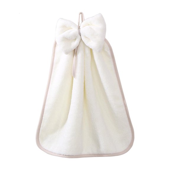 HILOGEL Home Use Solid Color Long Towels Bathroom Coral Velvet Hand Towel Bowknot Towel