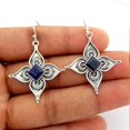 thumbnail image 1 of Minimalist Earrings With Sapphires - Openwork Carved Flowers Design for Elegant Style, 1 of 4