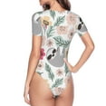 thumbnail image 4 of Haiem Cute Cartoon Sloth Women's Crew Neck Short Sleeve Bodysuit Tops Stretchy Slim Basic-Large, 4 of 9