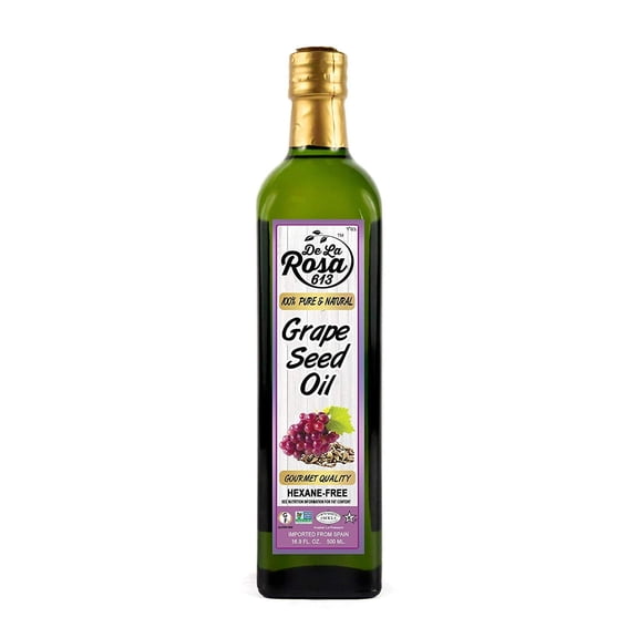 De La Rosa 613 100% Pure Grape Seed Oil, Expeller Pressed & Hexane Free,  | 16.9 oz(pack of 1)