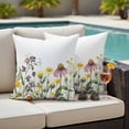 thumbnail image 5 of Spring Wildflowers Pillow Covers 2 Pack Summer Country Style Plants Leaf Flowers Pillowcase Waterproof Outdoor Throw Pillow Cover for Patio Garden Square Cushion 16”x16”, 5 of 9