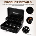 thumbnail image 3 of BESTYASH 1Set Small Lock Box with Key Lock Iron Cash Register Drawer with Divided Money Trays Black, 3 of 8