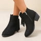 thumbnail image 3 of NECHOLOGY Botas Mujer Adulto Femenino Zapatos Botines mujer Clásico Versátil Negro Moda Borla Cremallera lateral Tacón grueso Elevado Cálido Bajo Parte superior Botines de mujer (Black, 7), 3 of 6