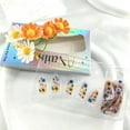 thumbnail image 3 of Summer Press on Nails Almond Medium Nails Press ons with Fruit Designs Blue Fake Nails Glossy Glue on Nails French Tip Flase Nails Nude Acrylic Nails Cute Stick on Nails for Women 24Pcs, 3 of 7