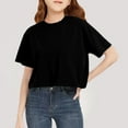 thumbnail image 2 of Inglocry Girls Crop Tops Short Sleeve T-Shirts for Girl Crew Neck Basic Tee Size 5-14 Years Basic Tees Girls Shirts Black 1-2Y, 2 of 6