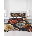 thumbnail image 3 of Colored Flower Twin XL Size Down Alternative Comforter,Lightweight Comforter Quilt Bedding Set with Pillow Shams Retro Country Red Blue Floral Wildflower Bed Comforter Duvet Insert 68"x98", 3 of 7