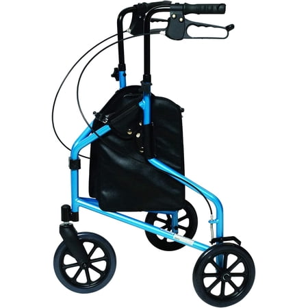 Lumex 3-Wheel Cruiser, Small & Lightweight Folding Walker for Seniors, Bondi Blue