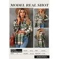 thumbnail image 4 of Dokotoo Boyfriend Jackets for Women Pockets Shacket Green Plaid Blouse Plus Size Blouses for Fall, 4 of 7