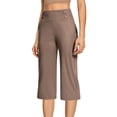 thumbnail image 3 of Eryao Capri Yoga Pants for Women with Pockets High Waist Straight Leg Capris Office Work Cropped Lounge Pants Brown XXL, 3 of 10