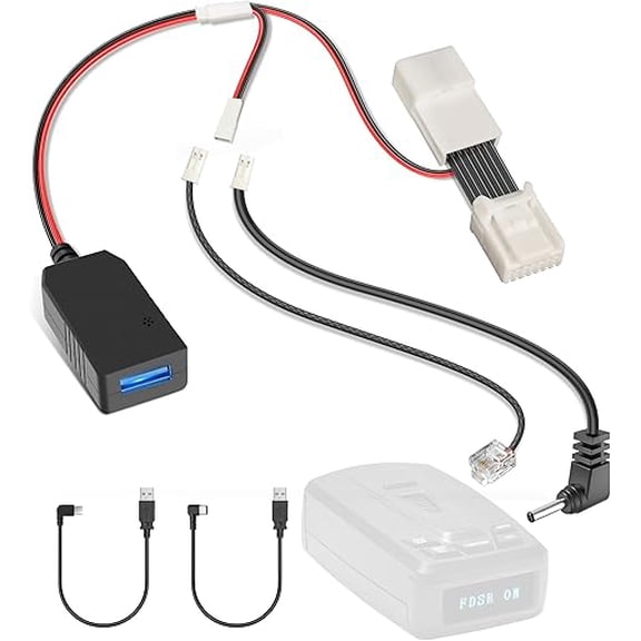 Pixelman Radar Detector Power Cord Adapter,(14Pin Type-B)Compatible with Jeep Compass Wagoneer Dodge Ram with Auto Dimming Rearview Mirror,RJ11 DC3.5 Radar Detectors Charger Cable,Built-in Hidden USB