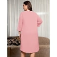 thumbnail image 7 of SHOWMALL 3/4 Sleeve Sleepwear for Plus Women Henley Nightgowns Button Neck Loungewear with Pockets, 7 of 7
