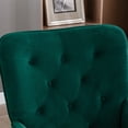 thumbnail image 5 of Velvet Rocking Chair, Upholstered Accent Armchair with Tufted High Back and Wood Legs, Modern Leisure Rocker Reading Chair for Living Room, Bedroom and Office, Green, 5 of 7