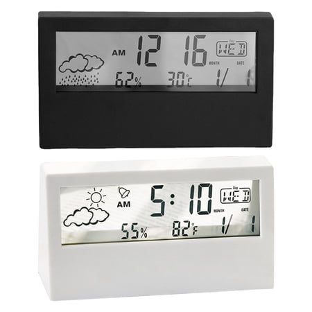 Happy Date Multifunctional LCD Digital Clock Temperature Display Mute Modern Desk Electrical Alarm Clock for Office