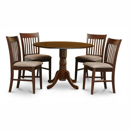 Leaf Dining Room Furniture - East West Furniture Dublin 5 Piece Drop Leaf Dining Table Set with Norfolk Microfiber Seat Chairs