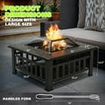 thumbnail image 2 of Outdoor Fire Pit, 32 Inch Fire Pit Tables Backyard Multifunctional Square Metal Stove Wood Burning with Cover Poker for Camping, Patio, Lawn, Bonfire (Bronze), 2 of 5
