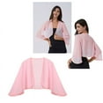 thumbnail image 4 of iiniim Women's 3/4 Sleeve Open Front Soft Chiffon Shrug Cardigan for Evening Dress Size S-3XL Pink XXL, 4 of 7