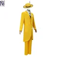 thumbnail image 4 of 2024 Halloween The Mask Jim Carrey Traje amarillo y máscara Traje de cosplay Traje de juego de rol para hombres Nuevo disfraz de fiesta de Halloween, 4 of 5