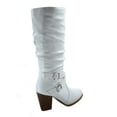 thumbnail image 2 of Safety-52 Women's Buckle Side Zipper Chunky Heel Mid Calf K Boots Shoes ( White, 5.5), 2 of 2