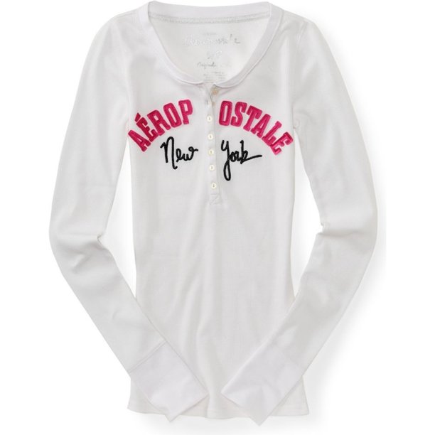 Aeropostale Suéter térmico New York para mujer, blanco, pequeño Aeropostale Térmico