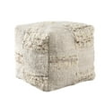 thumbnail image 2 of Ox Bay Hayden Square Ivory/Natural Checkered Indoor Pouf Ottoman, 18"H x 18"W, 2 of 7