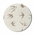 thumbnail image 1 of Birds Mouse Pad for Computers, Flying Bird Swallow Vintage Design Illustration Springtime Wildlife Classic Art, Round Non-Slip Thick Rubber Modern Gaming Mousepad, 8" Round, Beige Brown, by Ambesonne, 1 of 2