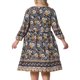 thumbnail image 3 of Vestido de verano de talla grande Agnes Orinda para mujeres, casual, bohemio, floral, con escote en V, manga 3/4, midi, corto, vestido de playa 1X negro y amarillo, 3 of 6