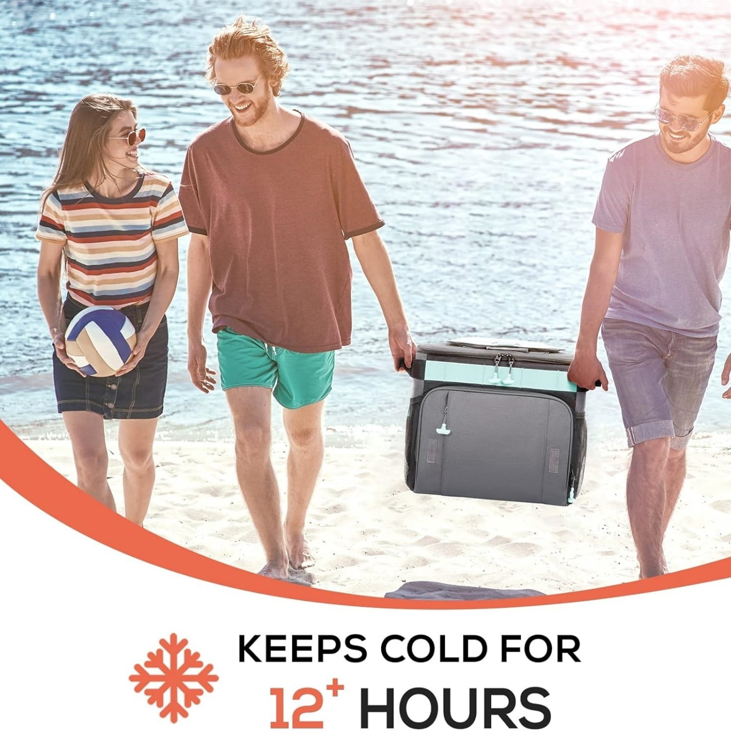 50-Can Collapsible Rolling Cooler Leakproof Insulated Soft Cooling Bag with Wheels and All-Terrain Cart for Beach, Camping, Patio Travel, Outdoor, Ball Fields