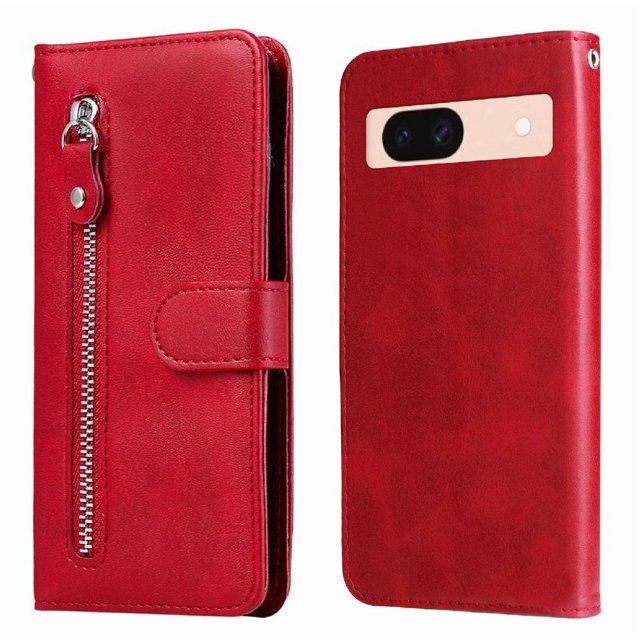 Estuche de Cuero PU con Cierre para Google Pixel 8A , Funda Protectora con Billetera y Correa
