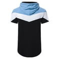 thumbnail image 4 of VgaVtl Men's Tee Shirts Summer Hooded Short Sleeve Mens Tops Athletic Soft Muscle Leisure Slim Color Block Blue Tops, 4 of 8