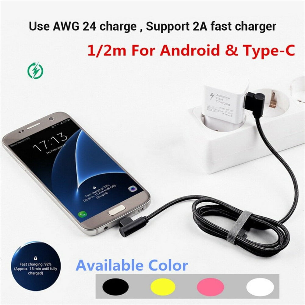 Android 25cm Rose Gold Alician Braid USB Nylon Charging Cable L Shape Line for Type-c Android Xiaomi Micro