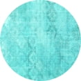 thumbnail image 1 of Ahgly Company Machine Washable Indoor Round Persian Turquoise Blue Traditional Area Rugs, 8' Round, 1 of 4