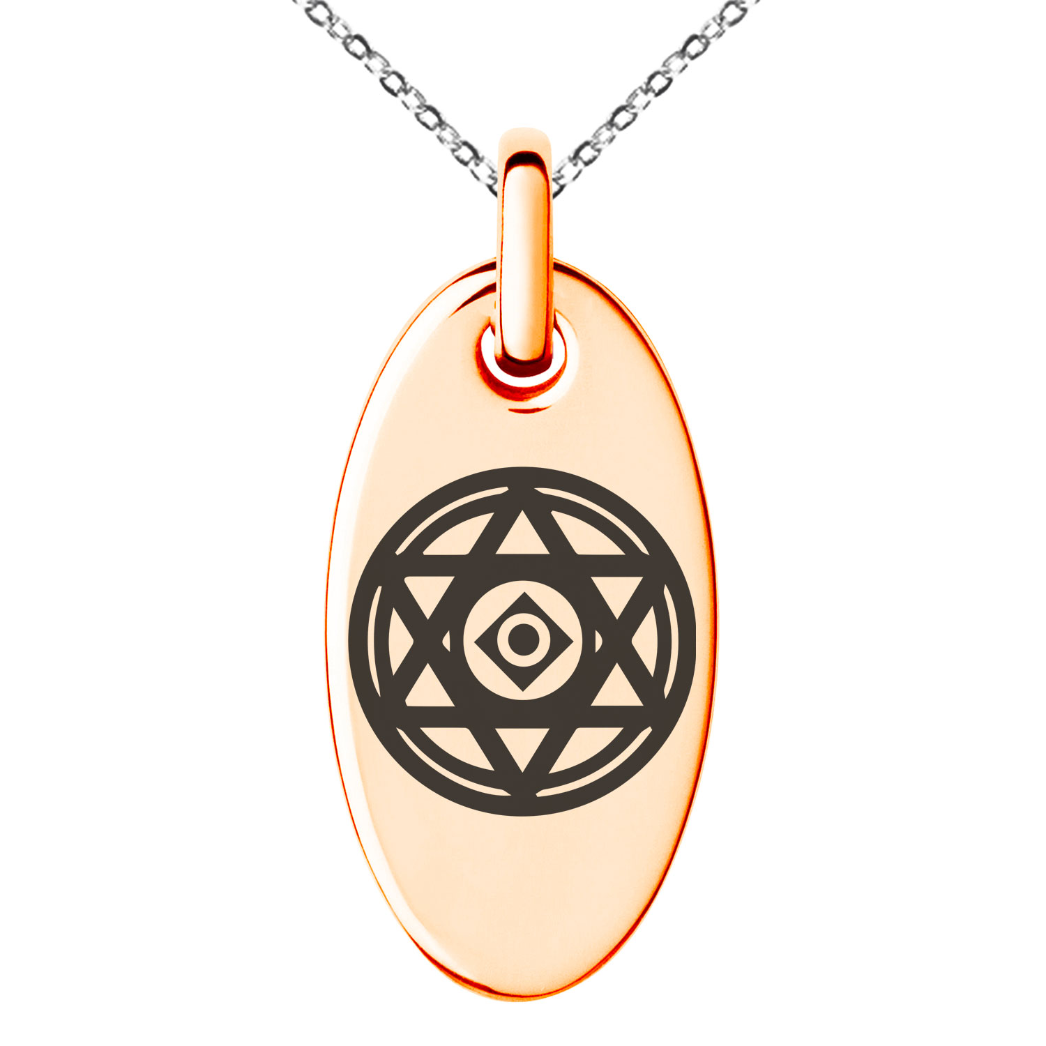 Stainless Steel Conjuration Magic Rune Engraved Small Oval Charm ...