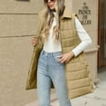 thumbnail image 6 of Women Long Puffer Vest Solid Color Full Zip Up Quilted Sleeveless Jacket Lightweight Winter Puffer Outerwear, 6 of 6