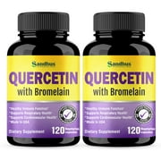 Sandhus Quercetin with Bromelain Seasonal Allergy Relief Best Quercetin Bromelain Vitamin Supplement for Immune Support, Cardiovascular Health Support 120 Vegetarian Capsules-2 Pack