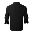 thumbnail image 5 of Men's Long Sleeve Dress Shirt Double Layer Pure Color Formal Business Casual Slim Fit Comfortable Wear Mens Summer Lightweight Pullover Tee Shirts, 5 of 5