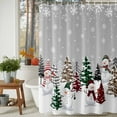 thumbnail image 3 of Christmas Shower Curtains for Bathroom, Snowman Checked Xmas Tree Snowflake Winter Grey Waterproof Fabric Shower Curtain for Bathroom Bathtub Decoration, Machine Washable, 72"x84", 3 of 9