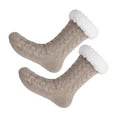 thumbnail image 3 of Milageto Winter Indoor Non Slip Thermal Socks Plush Leg Warmers Warm Thick Slipper Socks Floor Socks for Bedroom Valentine'S Day Gift Light Brown, 3 of 8