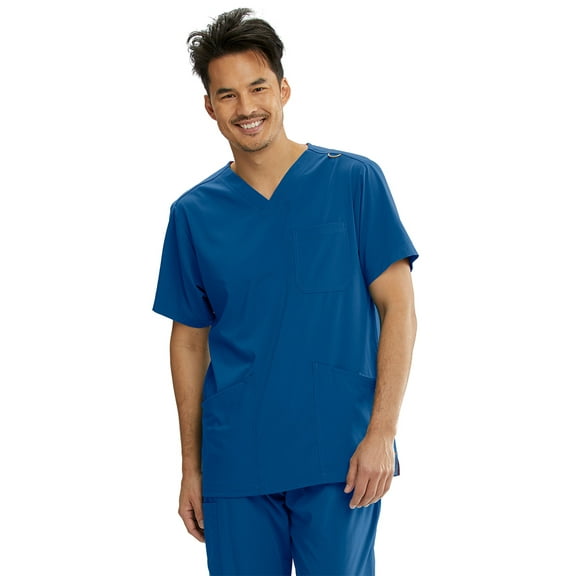Motion By Barco MOT019 Men's Four Pocket Lapover V-Neck Scrub Top New Royal L