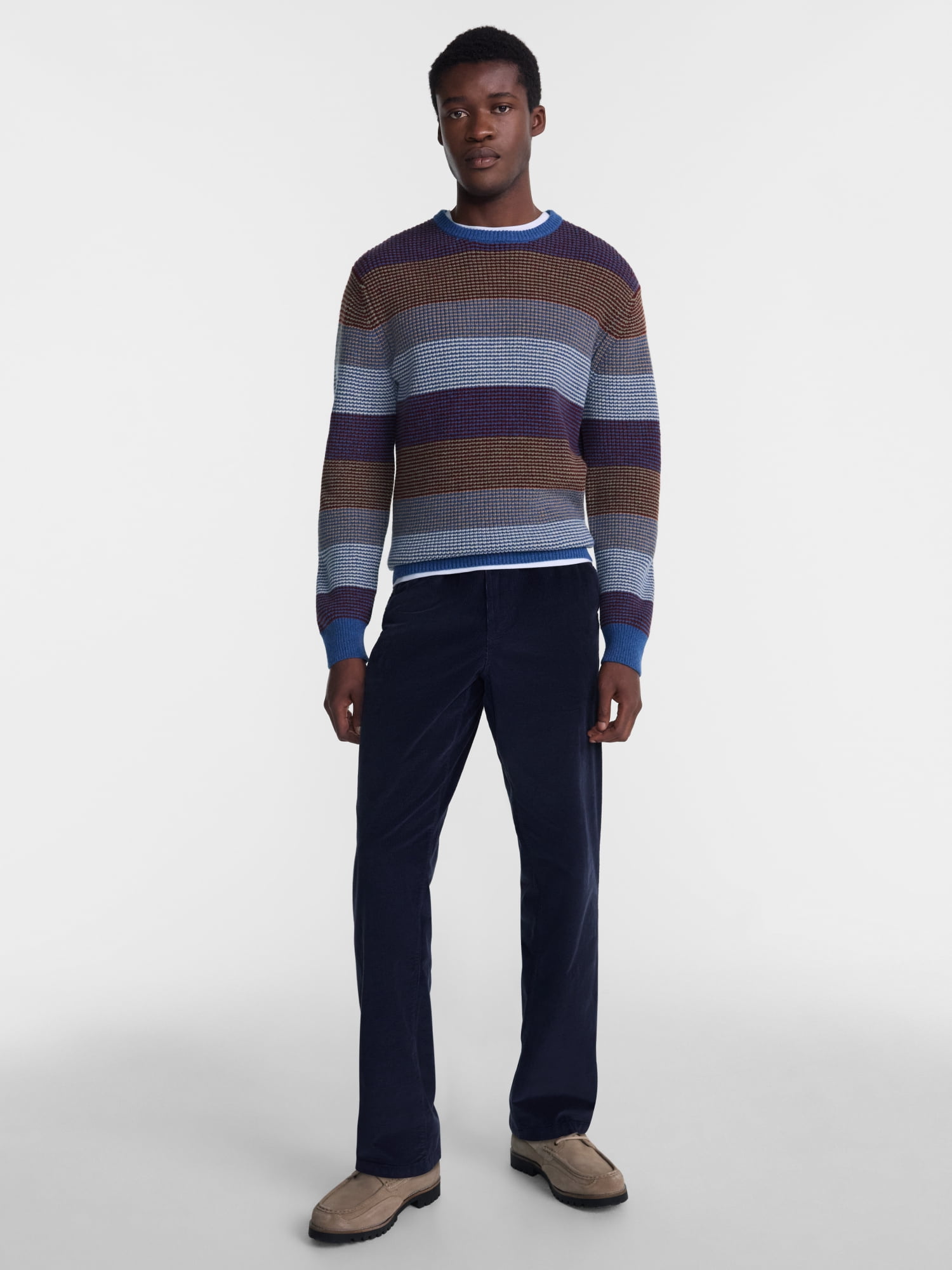 George Men's Novelty Stripe Crewneck Sweater with Long Sleeves, Midweight, Sizes S-3XL