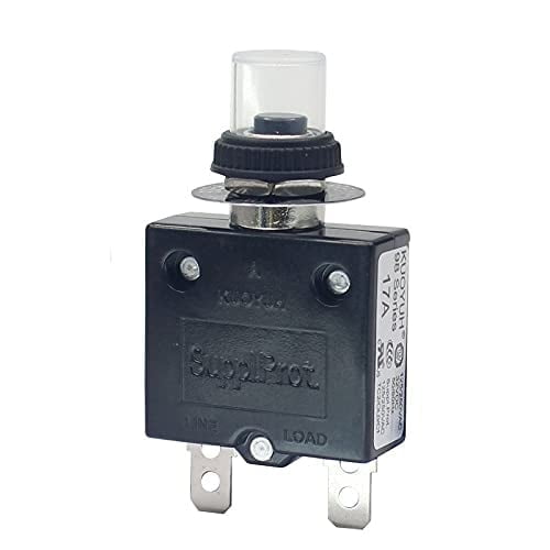 Kuoyuh Usa 17 Amp 98 Series Quick Connect Terminals Push-To-Reset Thermal Circuit Breaker, 1-Pack