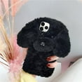 thumbnail image 3 of Compatible with iPhone 12 Pro Case Cute Plush Furry Dog Phone Case for Women Girls Girly 3D Cartoon Kawaii Case Soft TPU Shockproof Protective Cover Black, 3 of 12