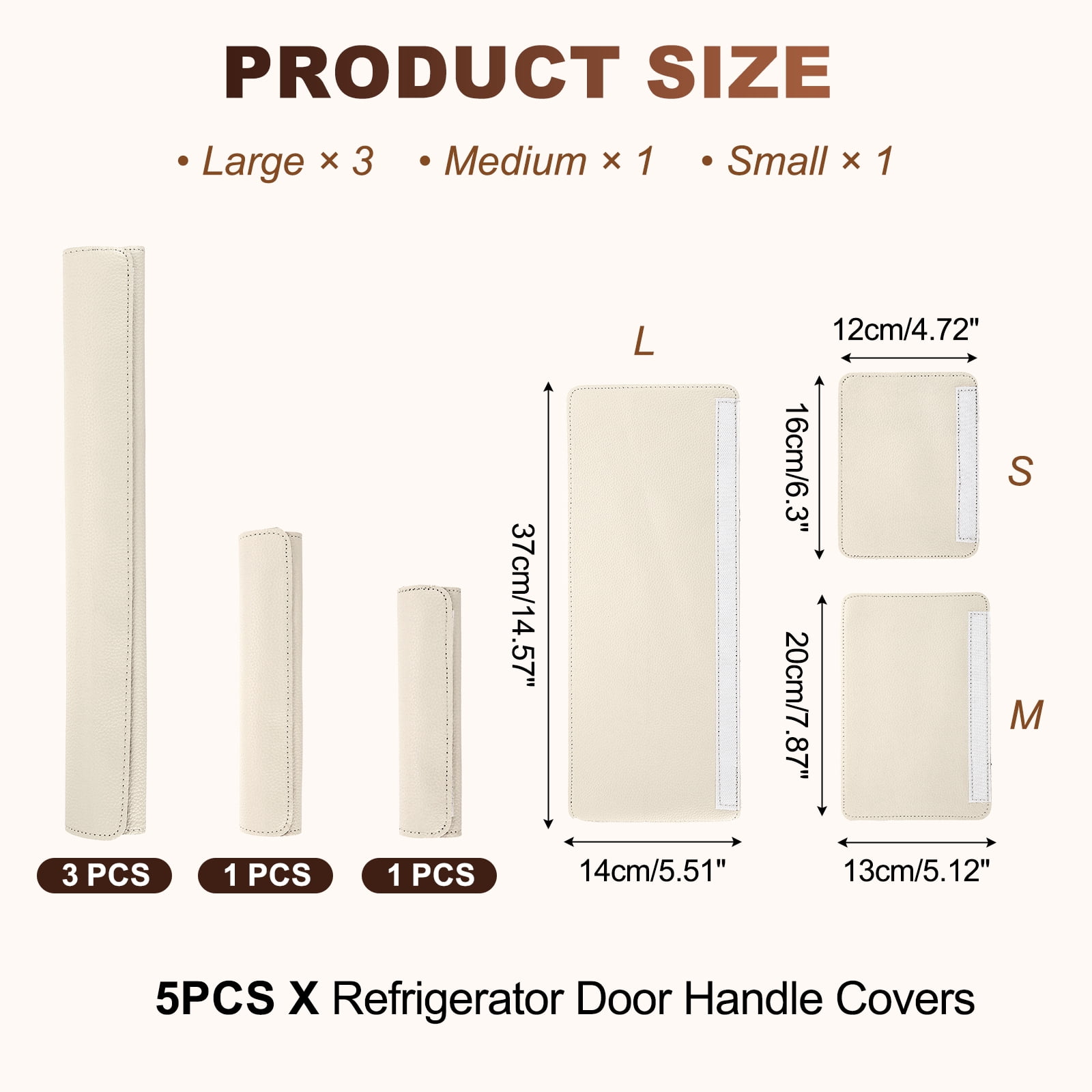 Uxcell 5Pcs Refrigerator Door Handle Covers, PU Leather Kitchen Appliance Handle Protector, Anti-Static Fridge Handle Cover Keep Your Microwave Oven Dishwasher Clean, White