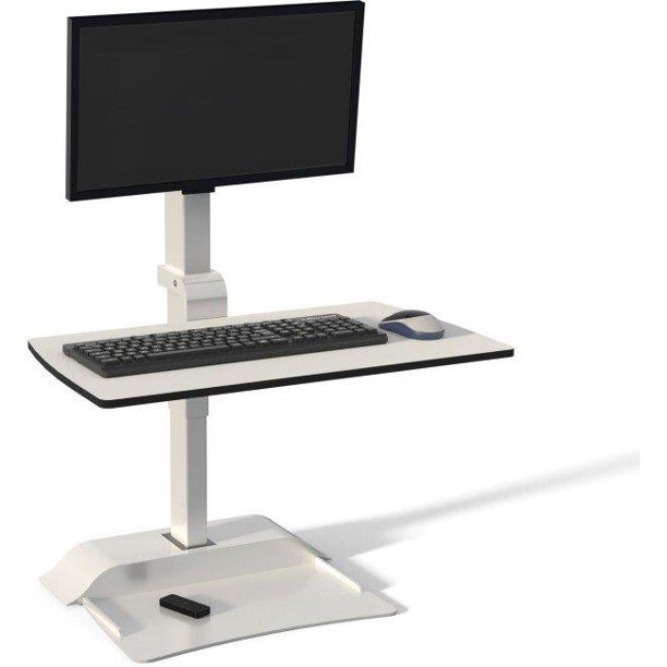 Electric Desktop SitStand Desk Riser with Arm, White 22 x 27.75 x 18.5 in.