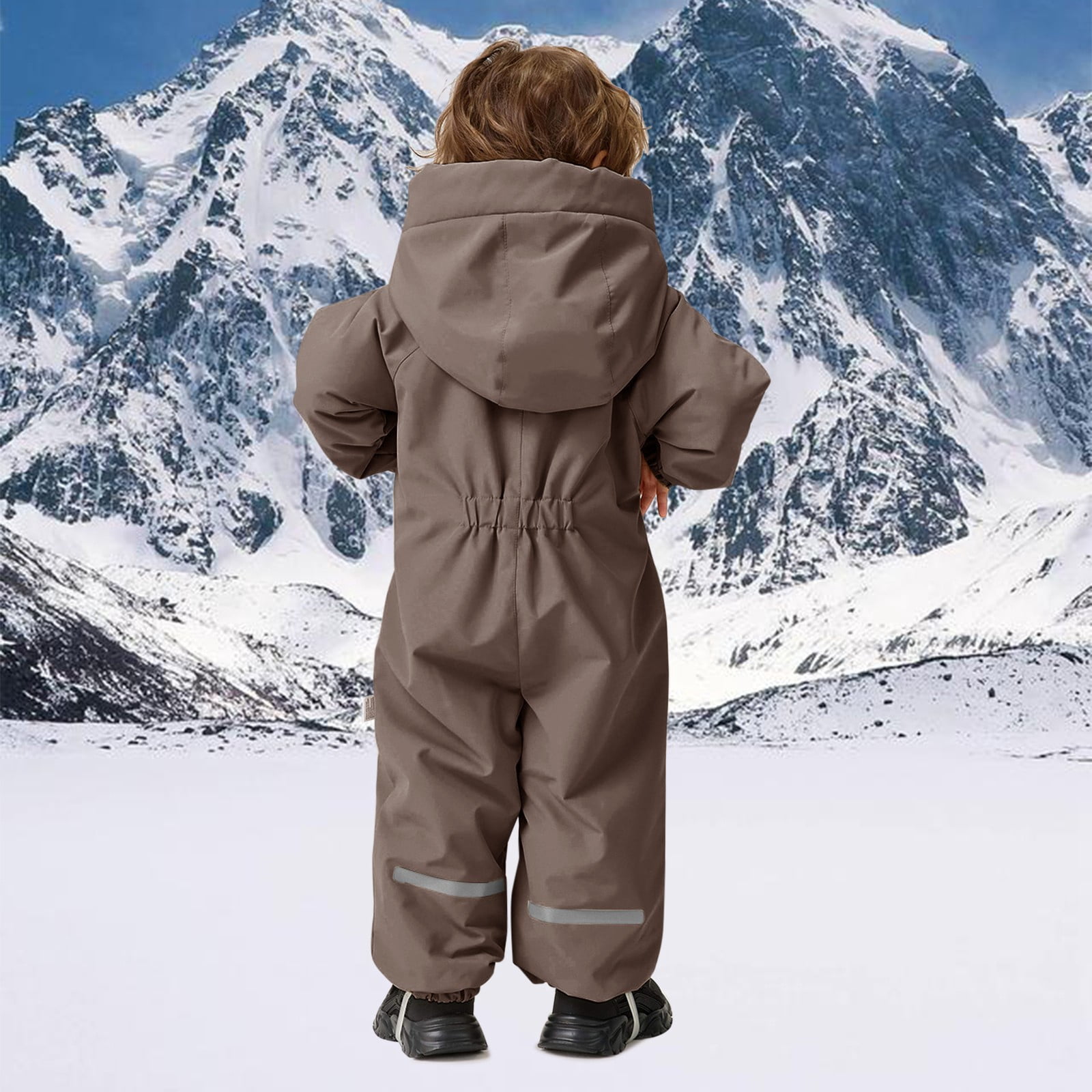 KAUOD Boys Girls One Piece Snowsuits Fleece-Lined Hooded Insulated Ski Jumpsuits Front Pockets Side Zipper Snowboard Suits