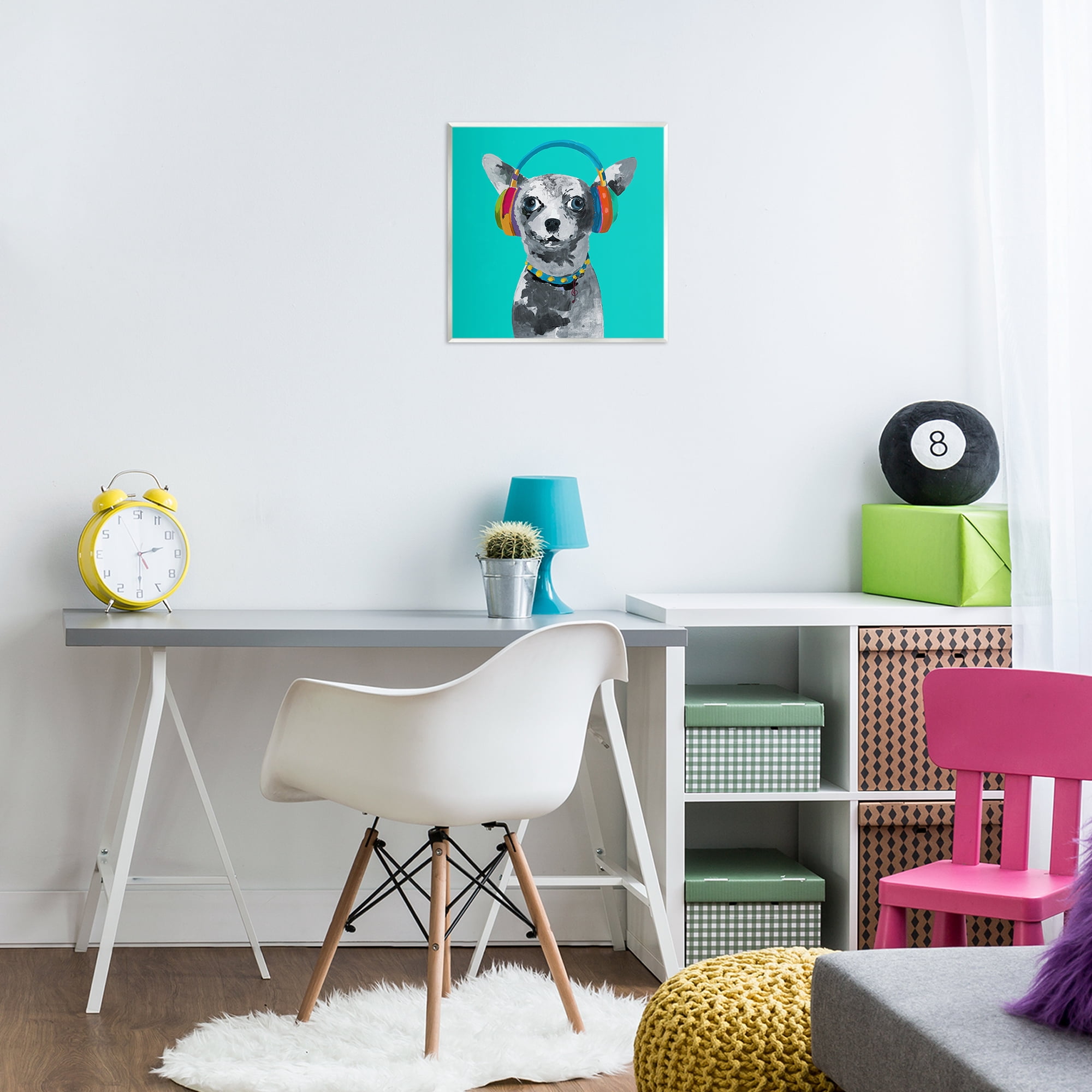 Stupell Industries Jammin' Pup on Blue Wall Plaque Art, design by Lorenzo Collective